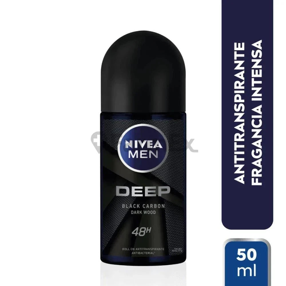 Desodorante Nivea Men Roll On "Deep" Black Carbon Dark Wood 48H x 50 ml Farmex-Pluxee-Persistente
